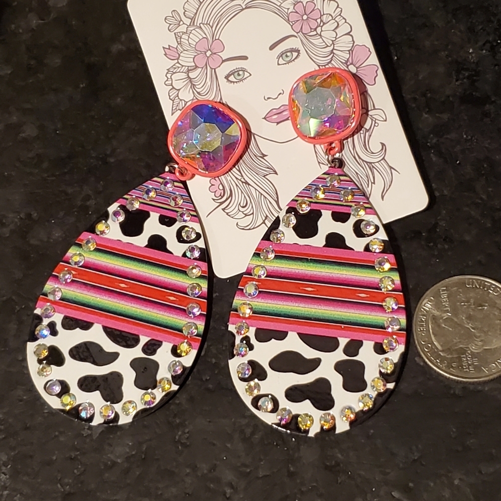 Cowprint southwest earrings